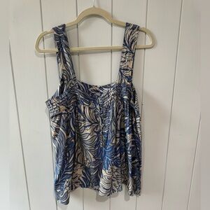 Natalie Martin Blue and Cream Printed Camisole Tank
